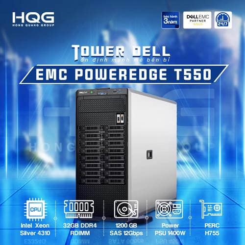 Máy chủ Dell PowerEdge T550 16×2.5″ (P/N: 42SVRDT550-710) - ảnh 3